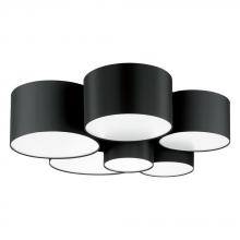 Eglo 205187A - 6 LT Ceiling Light w/ Black Finish & Black w/ White Interior Shades