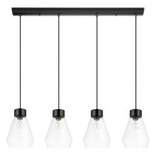 Eglo 205322A - 4 LT Linear Penadant w/ Matte Black Finish & Clear Glass Shades
