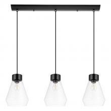 Eglo 205323A - 3 LT Linear Penadant w/ Matte Black Finish & Clear Glass Shades