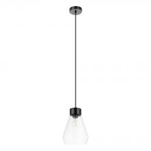 Eglo 205325A - 1 LT Pendant w/ Matte Black Finish & Clear Glass Shade