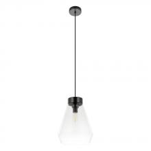 Eglo 205326A - 1 LT Pendant w/ Matte Black Finish & Clear Glass Shade