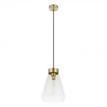 Eglo 205327A - 1 LT Pendant w/ a  Brushed Gold Finish & Clear Glass Shade
