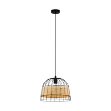 Eglo 43311A - 1 LT Pendant w/ Black Finish & Black Metal & Rattan Shade