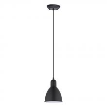 Eglo 49464A - 1 LT Mini Pendant w/ Black Finish & Black w/ White Interior Shade