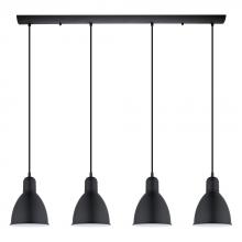Eglo 49466A - 4 LT Linear Pendant w/ Black Finish & Black w/ White Shades