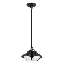 Eglo 49467A - 7 LT Cluster Pendant w/ Black Finish & Black w/ White Iteroir Metal Shades