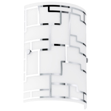 Eglo 92564A - 1 LT Wall Light w/ Chrome Finish & White Décor Glass Shade