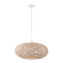 Eglo 93374A - 1 LT Pendant w/ White Finish & Beige Treaded Shade