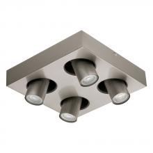 Eglo 96608A - 4 LT Square Ceiling Track Light w/ Matte Nickel Finish & Adjustable Lamp Heads