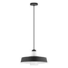 Eglo 96803A - 1 LT Pendant w/ a Black & White Metal Shade Surrounding  White Glass