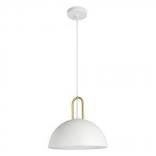 Eglo 99695A - 1 LT Pendant w/ White Finish & White Metal Shade w/ Brushed Gold Accent