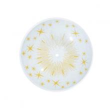 Satco Products Inc. 50/197 - 15 in.; Round Glass Lamp Shade; White And Gold; Sunburst Pattern
