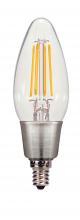 Satco Products Inc. S9259 - 2.5 Watt C11 LED; Clear; Candelabra base; 2700K; 250 Lumens; 120 Volt