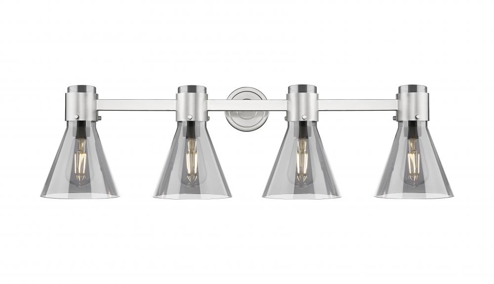 Lawton Cone - 4 Light - 27 inch - Satin Nickel - Bath Vanity Light