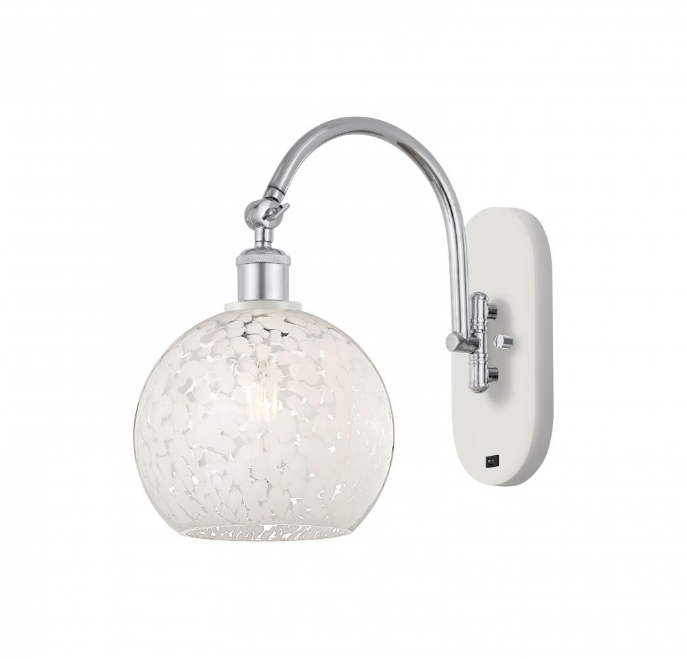 White Mouchette - 1 Light - 8 inch - White Polished Chrome - Adjustable Swing Arm
