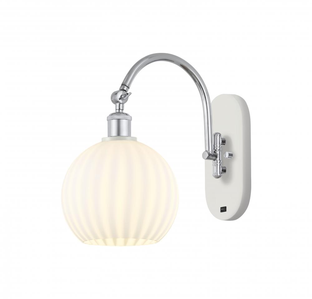 White Venetian - 1 Light - 8 inch - White Polished Chrome - Adjustable Swing Arm