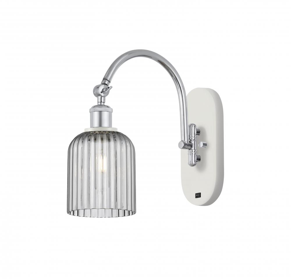 Bridal Veil - 1 Light - 5 inch - White Polished Chrome - Adjustable Swing Arm