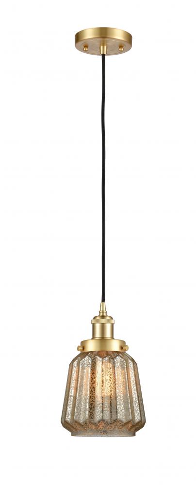 Chatham - 1 Light - 6 inch - Satin Gold - Cord hung - Mini Pendant