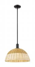 Innovations Lighting 716-1S-BK-NBD2-16-NAT - Natural Ballston Dome - 1 Light - 6 inch - Matte Black - Mini Pendant