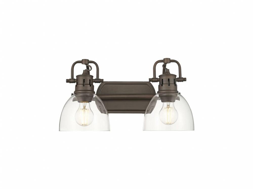 Duncan 2-Light Bath Vanity in Rubbed Bronze with Clear Glass