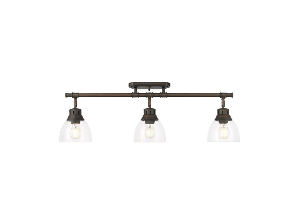 Duncan 3-Light Semi-Flush - Track Light in Rubbed Bronze with Clear Glass