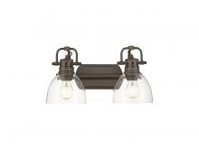 Golden 3602-BA2 RBZ-CLR - Duncan 2-Light Bath Vanity in Rubbed Bronze with Clear Glass