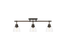 Golden 3602-3SF RBZ-CLR - Duncan 3-Light Semi-Flush - Track Light in Rubbed Bronze with Clear Glass