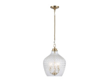 Golden 1088-3P MBG-CLR - Adeline 3-Light Pendant in Modern Brushed Gold with Clear Glass