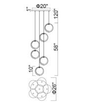 CWI Lighting 1153P24-6-169 - Da Vinci 6 Light Multi Light Pendant With Brass Finish
