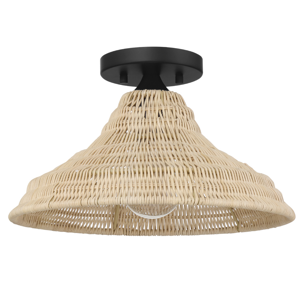 Hunter Agoura Matte Black 1 Light Medium Flush Mount Ceiling Light Fixture