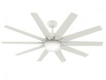 Hunter 50720 - Hunter 60 inch Overton ENERGY STAR® Matte White Damp Rated Ceiling Fan with LED Lt Kit