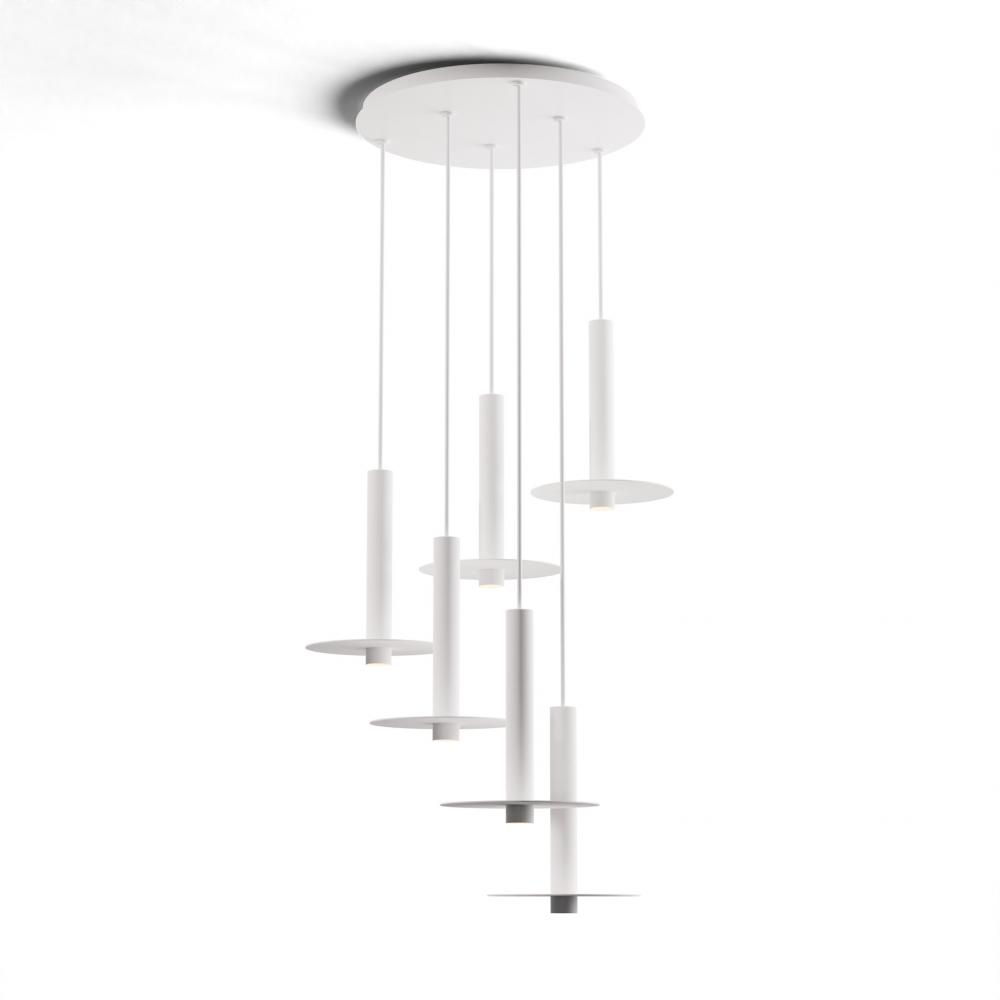 Combi Pendant 12" Circular 6 Combo Matte White with Matte White Canopy