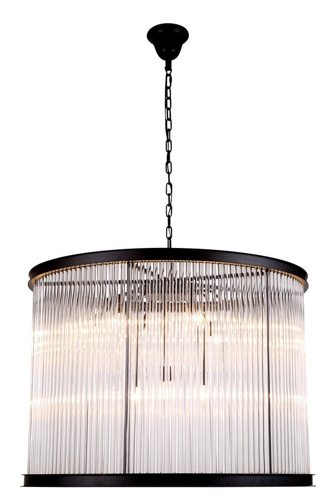 Royale 9 light Matte Black Chandelier Clear Glass Crystal