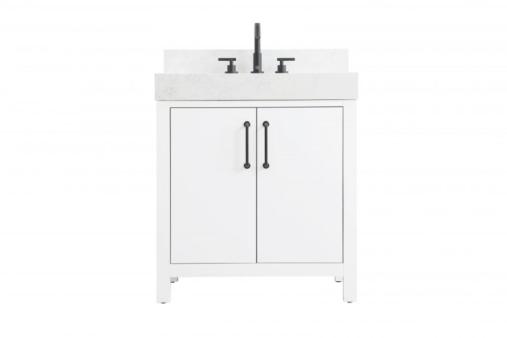 Vanity Cabinet 2DR 30"W x 22"D x 34"H Whitew/BS