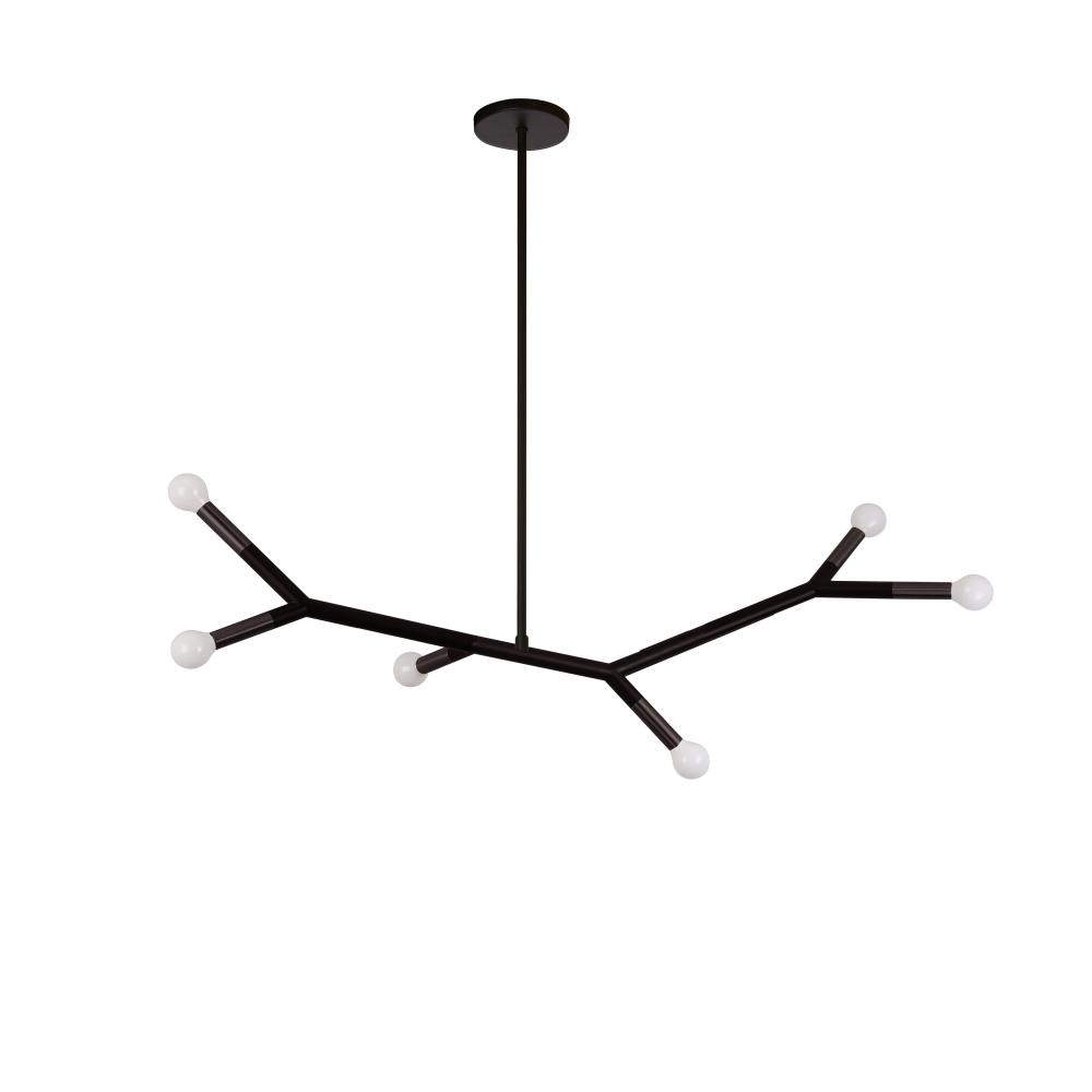 6 Light Horizontal Pendant in Matte Black