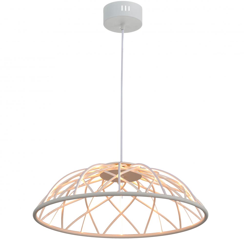 16W Pendant in Matte White w/ White Cloth Covered Frame