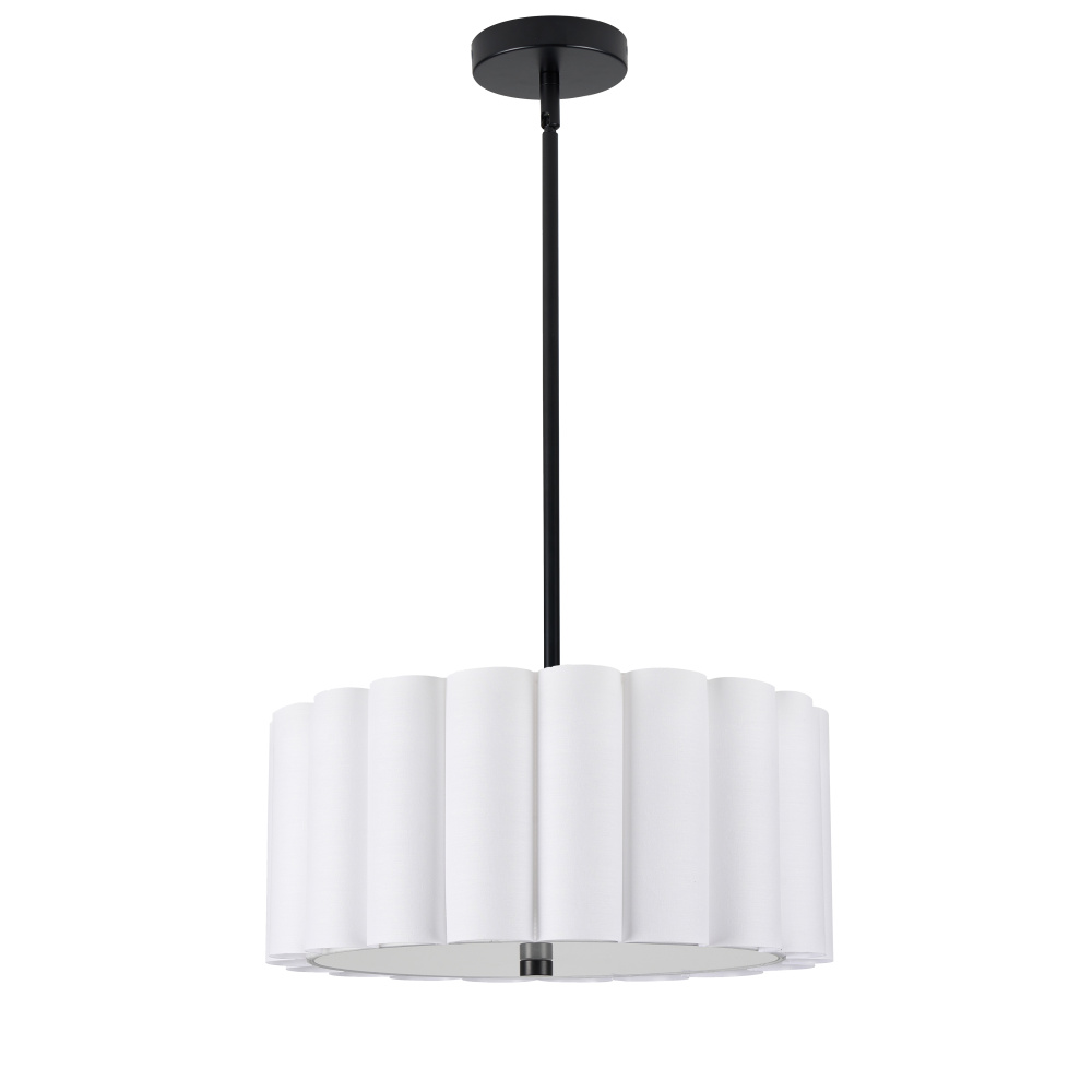3 Light Matte Black Pendant w/ White Shade
