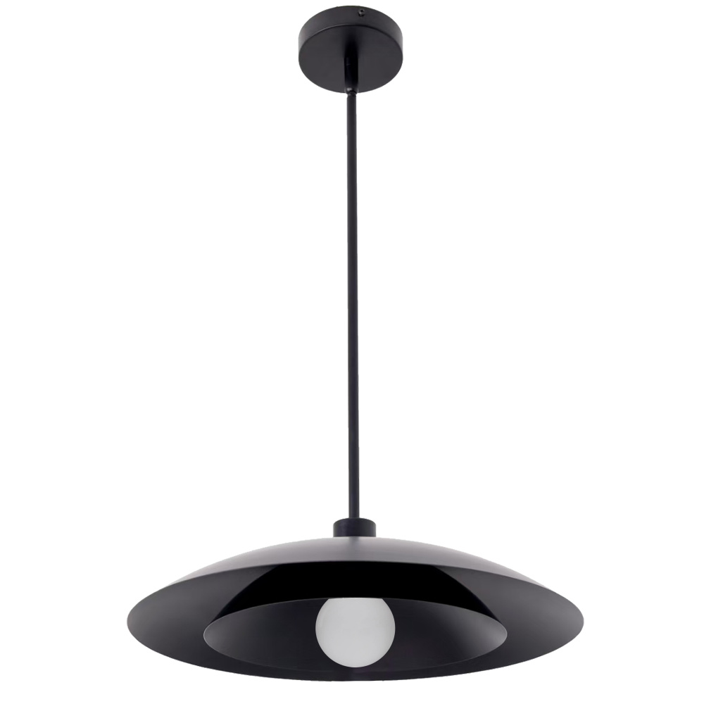 1 Light Pendant in Aged Brass w/ Matte Black Metal Shade