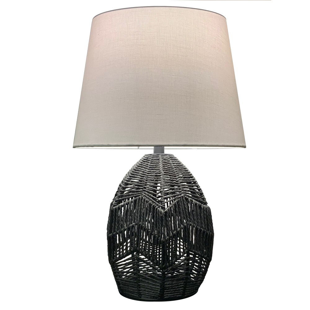 1 Light Table Lamp in Black w/ Beige Shade