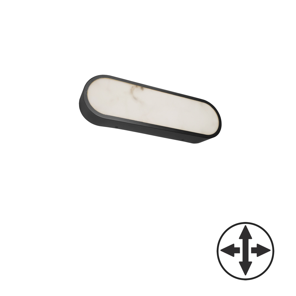 20W Wall Sconce in Matte Black w/ Alabaster Diffuser