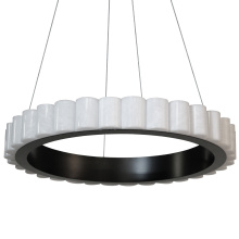 Dainolite CLS-2430LEDC-MB - 30W Matte Black Chandelier w/ Faux Alabaster Acrylic