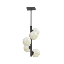 Dainolite GVA-175P-MB - 5 Light Matte Black Pendant w/ Alabaster Glass