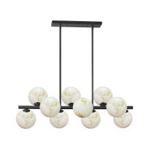 Dainolite GVA-3110HP-MB - 10 Light Matte Black Horizontal Pendant w/ Alabaster Glass
