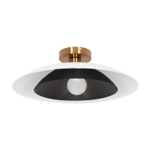 Dainolite PIM-171SF-MW-MB - 1 Light Semi-Flush Mount in Aged Brass w/ Matte White & Matte Black Metal Shade