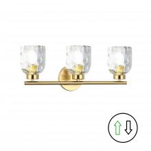 Dainolite VLA-213W-AGB-CLR - 3 Light Aged Brass Vanity w/ Clear Water Glass