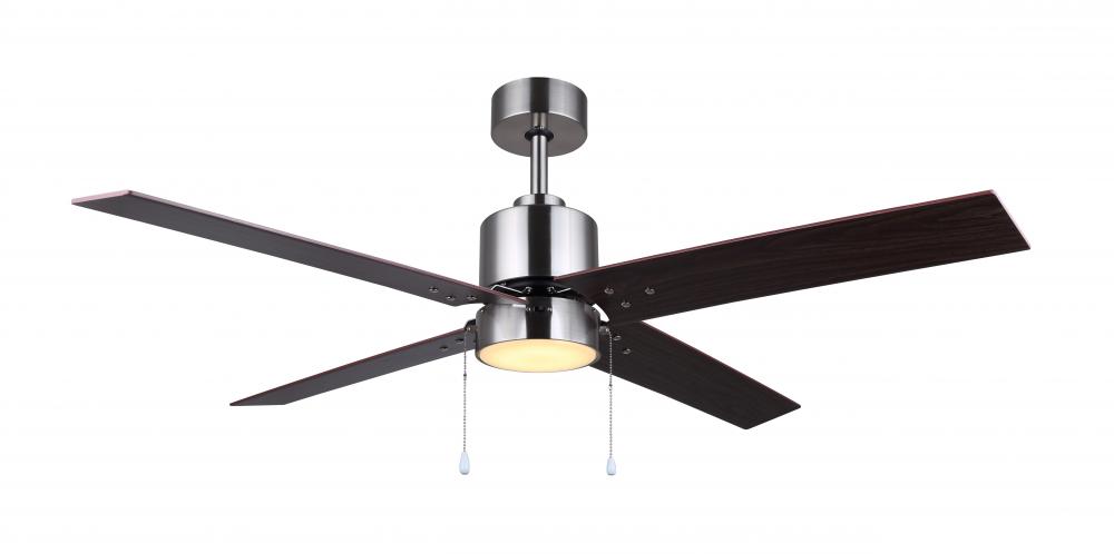 TATE 52 in. Indoor Brushed Nickel Standard Ceiling Fan with Soft White Integrated LED