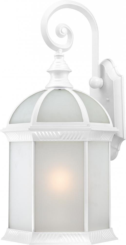 1-Light 16" Outdoor Wall Sconce in White Finish with Frosted Beveled Glass and (1) 18W GU24 Base
