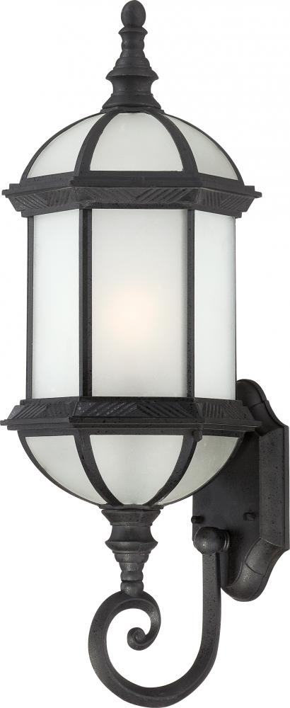1-Light 22" Outdoor Wall Lantern in Textured Black Finish with Frosted Glass and (1) 18W GU24