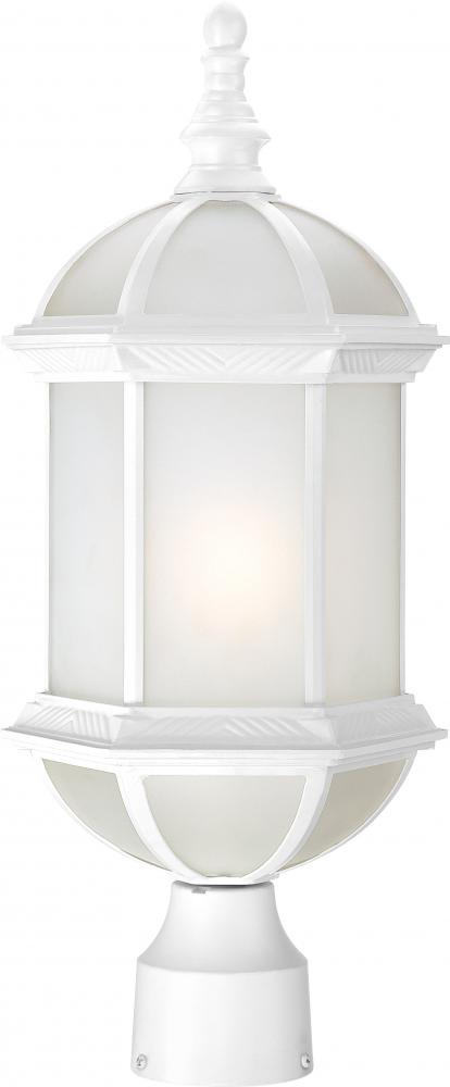 1-Light 19" Outdoor Post Lantern in White Finish with Frosted Glass and (1) 18W GU24 Base Light