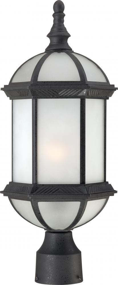 1-Light 19" Outdoor Post Lantern in Textured Black Finish with Frosted Glass and (1) 18W GU24